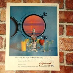 Smirnoff Vodka Holiday from Everyday Drinks Ocean Cruise - Vtg 1961 PRINT AD 60s